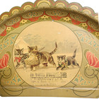 Rare Antique Helena Maguire Tabby Cat Kitten Victorian Tin Crumb Tray Set C1890