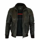 Men Leather Jacket Real Leather Military Style Vintage Look Jacket