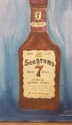 Vintage Seagrams 7 Whiskey Bottle Oil Painting Canvas 12x16 Signed J Flahive Bar