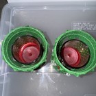 Pair Of Green Vtg Cathedral Flocked Christmas Candle Holders E f  Laurence   Co 