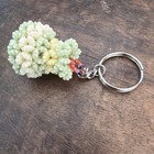 Vintage Beaded Basket Keychain Green And White  Made In Japan Very Nice
