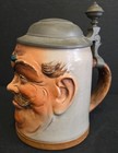 German Beer Stein Mug Handle Pewter Lid Auguste Hanke Character Germany Vintage