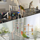 Bird Playground Parrot Play Gym Parakeet Cage Play Stand Wooden Perches Playpen