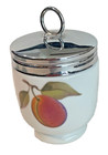 Royal Worcester Porcelain Egg Coddler Berries Peach Fruit Vintage England 3 In H