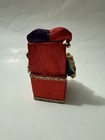 Vintage Porcelain Jester Jack In The Box Display   Red Gold Jewel Tone Harlequin