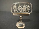 Set Place Card Holders  800 Silver etched Glass  Set 6 In Box  Austrian Antique