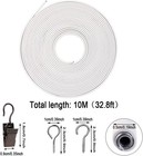 White Curtain Wire 10 Meter Wall Decor Picture Hanging Kit With 20 Pairs Of