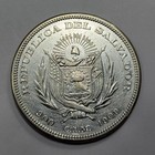 1909 Cam El Salvador Silver Peso Better Grade Au  Old Cleaning Nice  v106