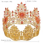 11 6cm Tall Orange Crystal Beauty Pageant Contest Queen Round Crown For Women
