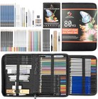 H   B-pack Colored Sketching Art Pencil Set With 3-color Sketchbook And 80