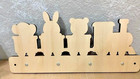Kids Wooden Train Design 4-hook Clothes Rack  Pig  Bunny  Elephant 