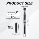 2pcs Calligraphy Brush Pens With 10pcs Ink Refill  Transparent