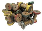 Wooden Spools Lot Of 6 Antique Wood Small Textile Bobbins Spindles Colored