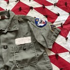 Vintage Us Military Style Shirt Youth As Is Worn Flaws Patches Green