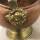 Antique Copper  Brass And Porcelain Handle   Lion Head Charcoal Bucket Decode