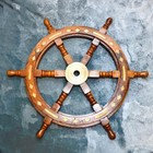 Nautical Wooden   Ship Wheel Brass   Classic Wooden Captain Wheel   Coastal Home