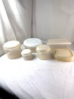 Vtg Rubbermaid Servin  Saver Storage Container Almond Lids Lot Of 6 Round Square