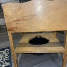 Vintage Wooden Potty Chair With Duck And Puppy   Original Pot Included 