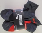 Puma Men s Quarter Crew Socks 6 Pack L Black Red Half Terry Sportstyle Cushioned