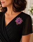 Vintage Signed Corocraft Enamel Spider Mum Chrysanthemum Brooch Pink Purple