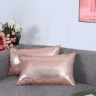 Rose Gold Sequin Pillow Covers Set Of 2   Decorative Lumbar Cushions 12x20 