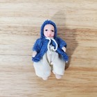 Dollhouse Baby Doll Porcelain Moveable 1 12 Scale Miniature Blue Hooded Jacket