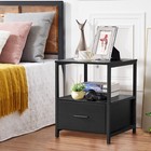 Set Of 2 Nightstand Metal Wooden Bedside Table Sofa End Side Table With Drawer