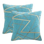  Set Of 2 Soft Luxurious Geometric Chenille Throw Pillow Cover 18x18 Lake Blue