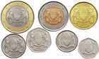 Botswana Animals 7 Coins Set 5 10 25 50 Thebe   1 2 5 Pula Bimetal Unc 2013 2016