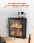 Corner Bread Box For Kitchen Counter Double Layer Bamboo Storage Container Black