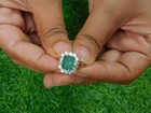 4 55 Ct Natural Emerald   Diamond Engagement Ring 14k Solid White Gold Size 6 5