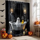 Halloween Ghost Shower Curtain Spooky Horror Bathtub Gothic Window Spider Web