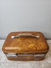 Vtg 1960s American Tourister Train Case Brown Hard Shell Vanity Cosmetic Luggage