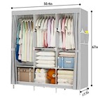 Clothes Closet Wardrobe Portable Rack Storage Organizer Movable W  Shelves Gray