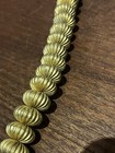 Vintage Mid Century Gold Tone Fluted Ribbed Round Pumpkin Metal Bead Strand 8in