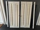 Vintage Louvered Wood Plantation Shutters White 36 x 14 1 8        36 x 15 3 8 