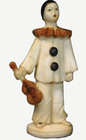 Vintage 1932 Art Deco Antique French Pierrot Sculpture Carved Painted Signed