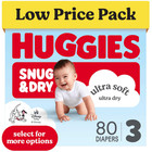 2 Box Huggies Snug   Dry Baby Diapers  Size 3  16-26 Lbs   80 Count Box