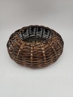 Vintage Small Round Woven Wicker Basket 8 5  Brown Guc 
