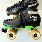 Riedell Vtg Quad Speed Skates Women   s Size 6 Green Red Sure Grip Probe Usa Cute 