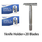 Men s Double Edge Safety Razor Stainless Steel Handle 40 Replacement Blades Set