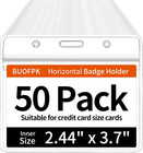 50 Pcs Clear Horizontal Id Badge Holder  Waterproof Plastic Name Tag Sleeve W   