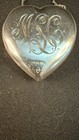 Antique Victorian Sterling Silver N h Chatelaine Compact Powder Heart Shaped