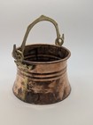 Vintage Solid Hammered Copper Cauldron Pot Bucket Brass Handle 6  X 5 