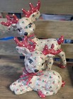 Vtg Kimple Ceramic Mold Reindeer Figurines Hand Painted Christmas Decor Set Of 2