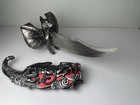Fantasy Dragon Dagger Knife W  Sheath Gothic Blade Red Accents 15    Display