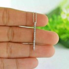 1 Ct Round Cut Moissanite Vertical Bar Pendant Necklace 14k White Gold Plated