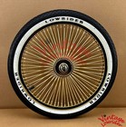 Vintage Lowrider 16  Double Square Twisted Gold Continental Kit W 16  Spare Rim 