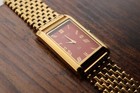 Seiko Slim Quartz Men Red Dial Gold Dress Vintage Watch