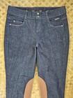 Kerrits Riding Breech Women Large Blue Stretch Denim Knee Patch Equestrian Pants